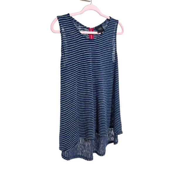 W5 Concepts High Neck Blue and White Stripped Tank Top Size L - Picture 4 of 8